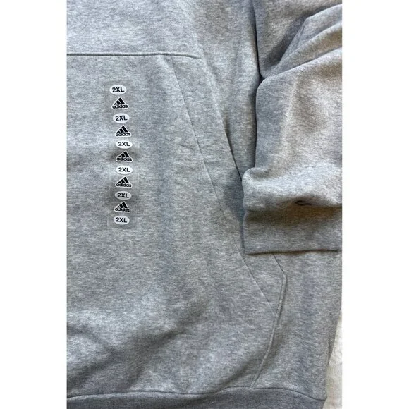 NWT Adidas Grey Heather Feel Cozy Pullover Fleece Hoodie Sz 2XLT Kangaroo Pocket - Picture 6 of 10